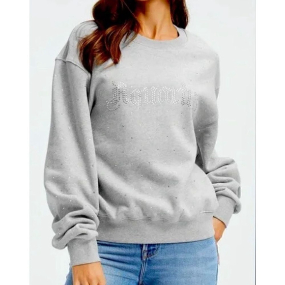 Good American OVERSIZED Horoscope Aquarius Rhinestone Sweatshirt Grey- Size 0